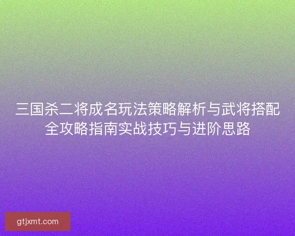 三国杀二将成名玩法策略解析与武将搭配全攻略指南实战技巧与进阶思路
