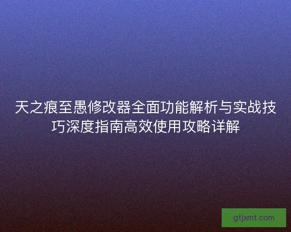 天之痕至愚修改器全面功能解析与实战技巧深度指南高效使用攻略详解